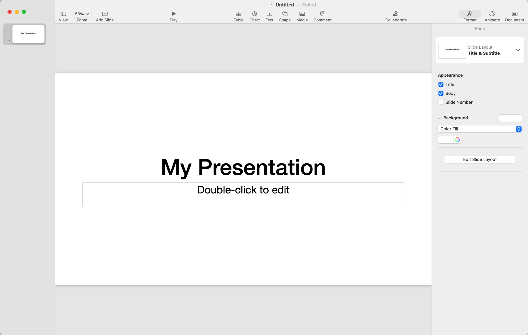 A screenshot from Keynote on Mac