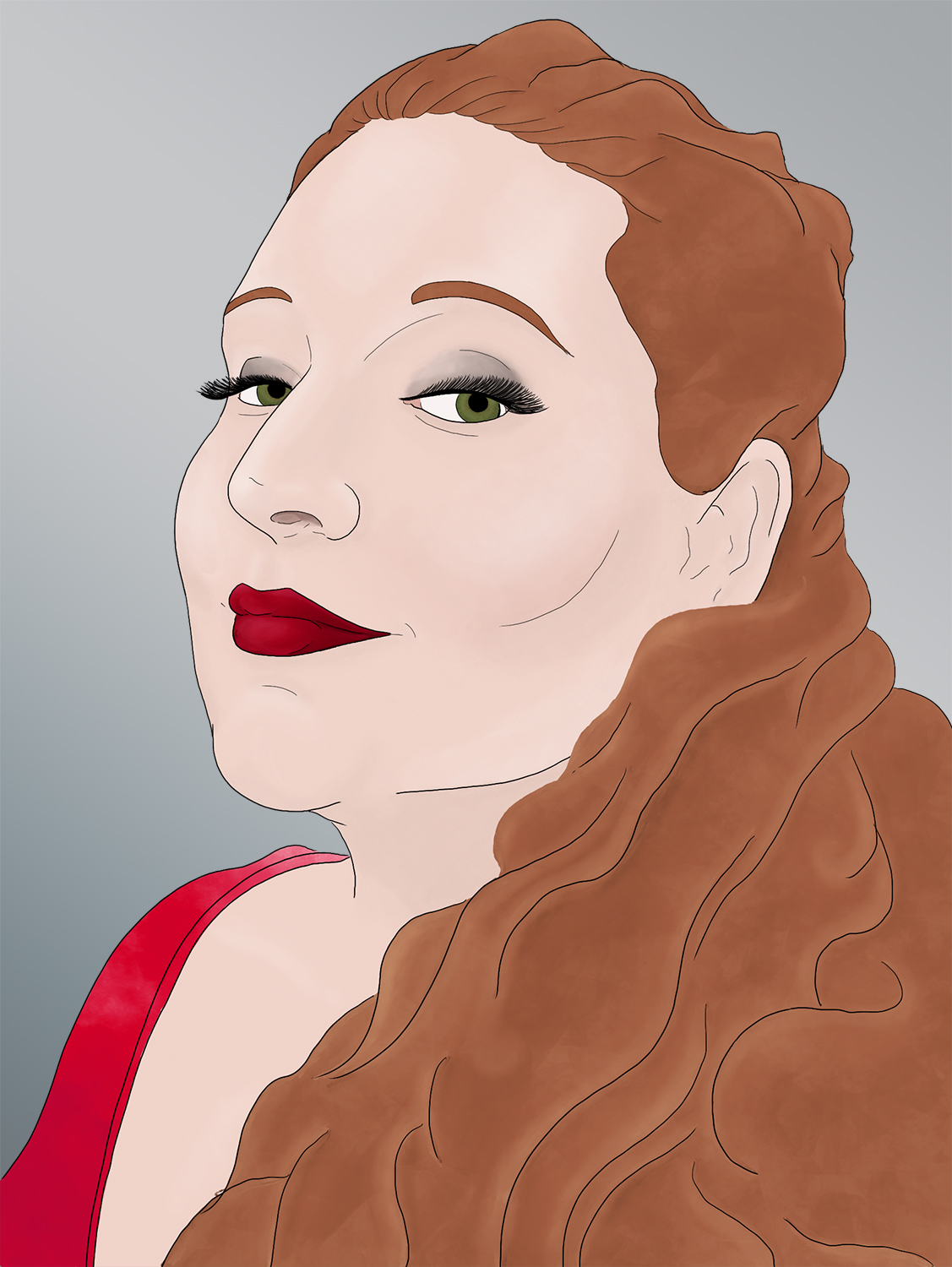 An illustrated self-portrait of Perfectly Pitched's founder, Heather Lawver