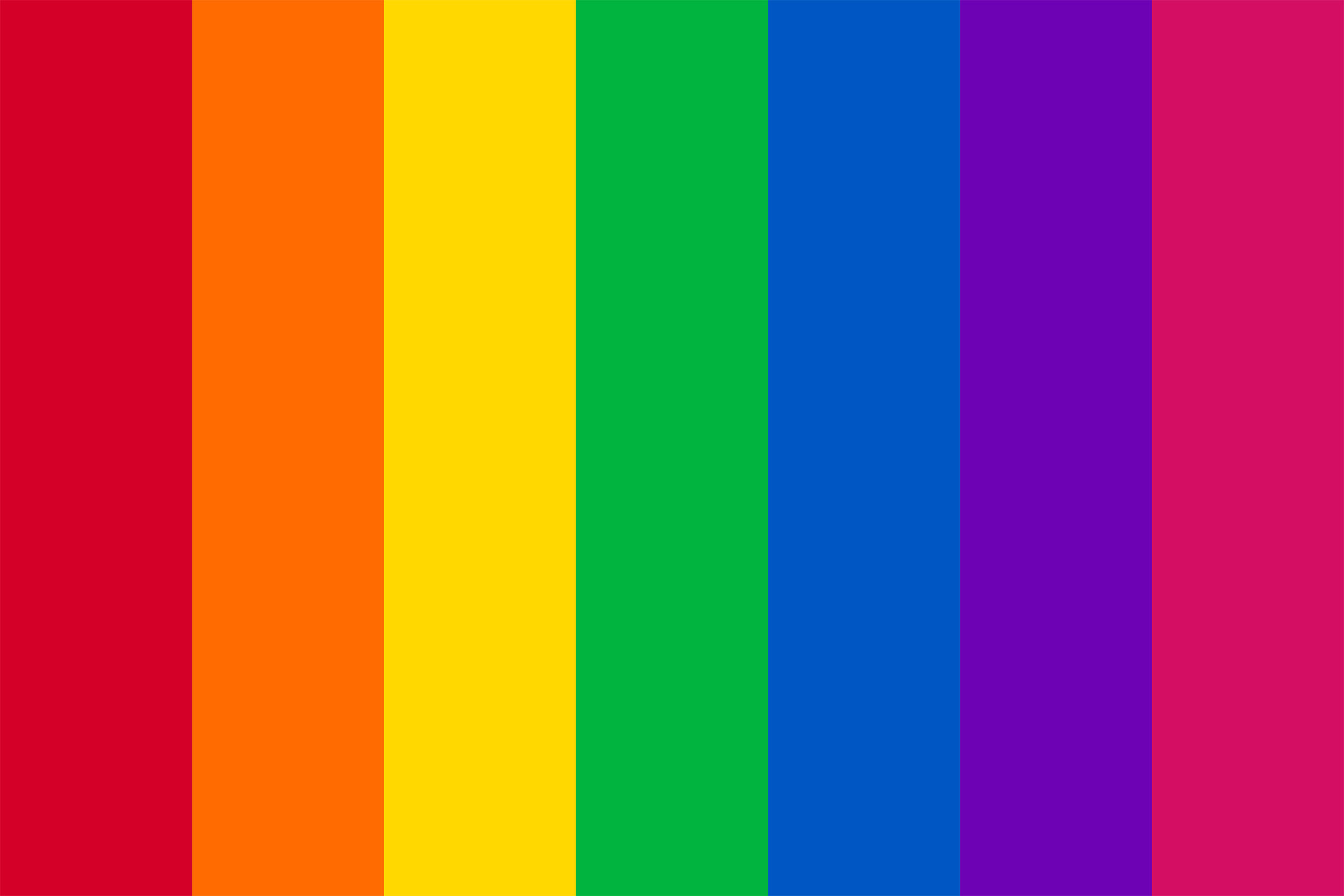The Perfectly Pitched rainbow, showing vertical bars of red, orange, yellow, green, blue, purple, and pink.