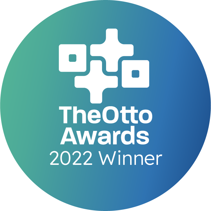 ottoawards2022 The Otto Awards 2022 Winner badge, celebrating our work developing branding, strategy, logos, social media, and pitch decks for our client, Deviant.